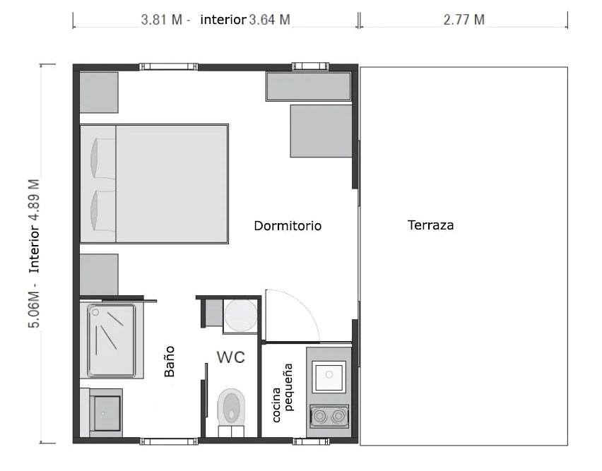 
 la cabaña solaro y su gran salón terraza